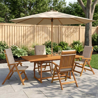 5-Piece Garden Dining Set Natural Solid Acacia Wood