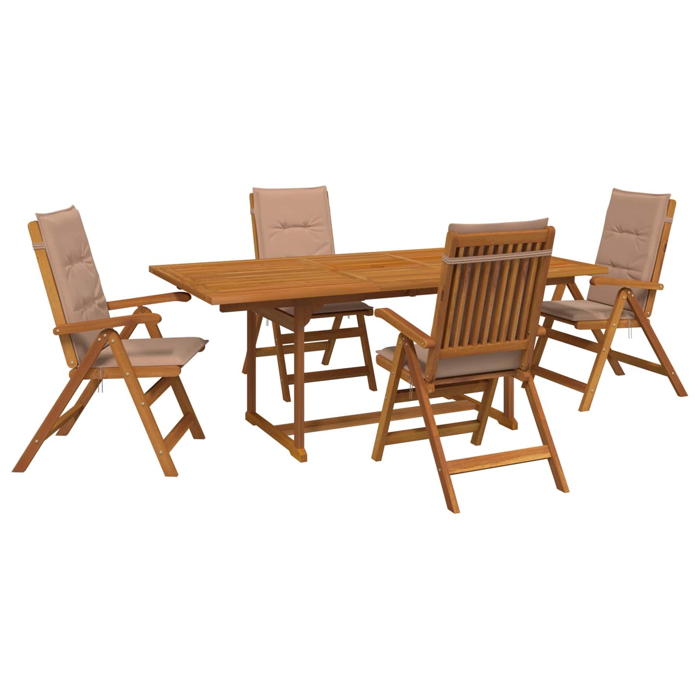 5-Piece Garden Dining Set Natural Solid Acacia Wood