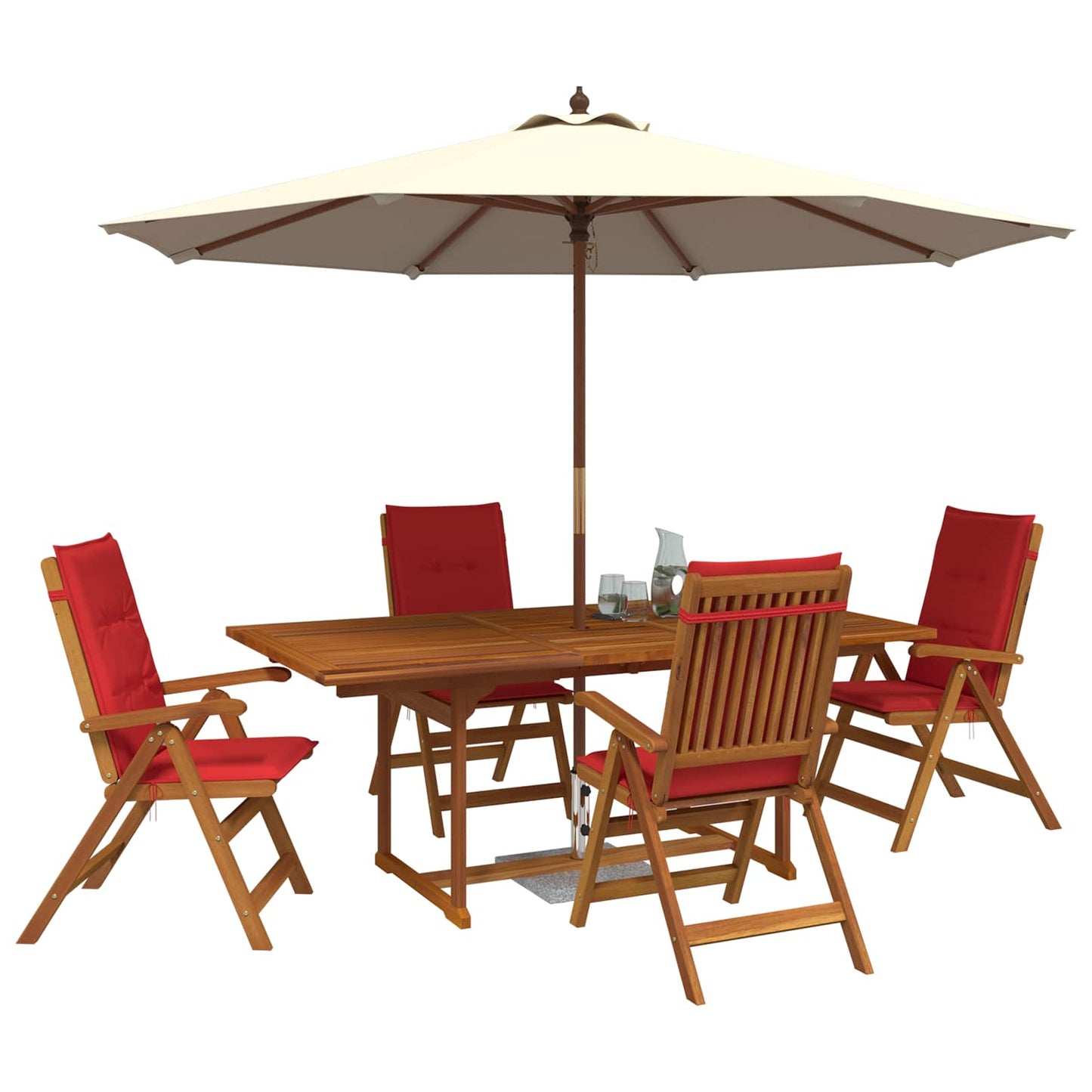 5-Piece Garden Dining Set Natural Solid Acacia Wood