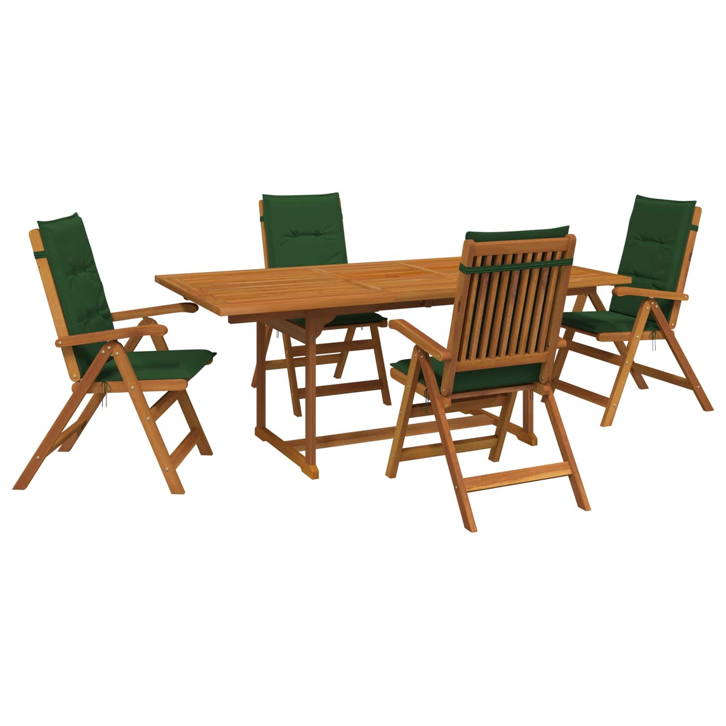 5-Piece Garden Dining Set Natural Solid Acacia Wood