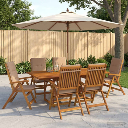 7-Piece Garden Dining Set Natural Solid Acacia Wood