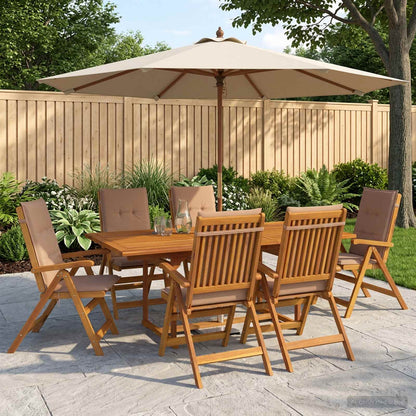 7-Piece Garden Dining Set Natural Solid Acacia Wood