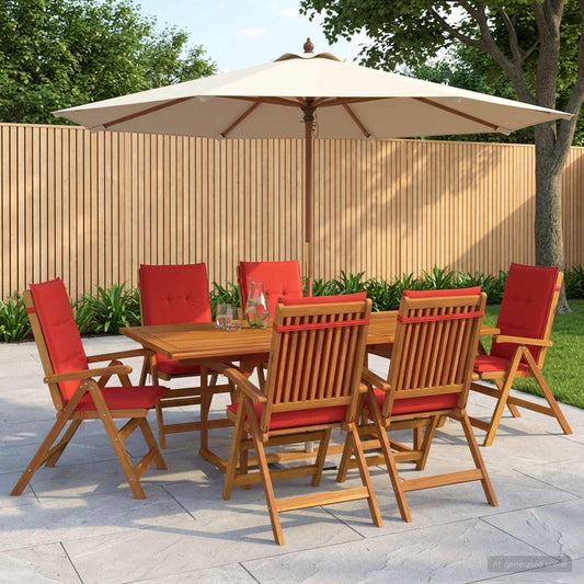 7-Piece Garden Dining Set Natural Solid Acacia Wood