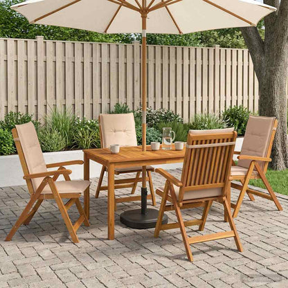 5-Piece Garden Dining Set 4-Seaters Beige Solid Acacia Wood