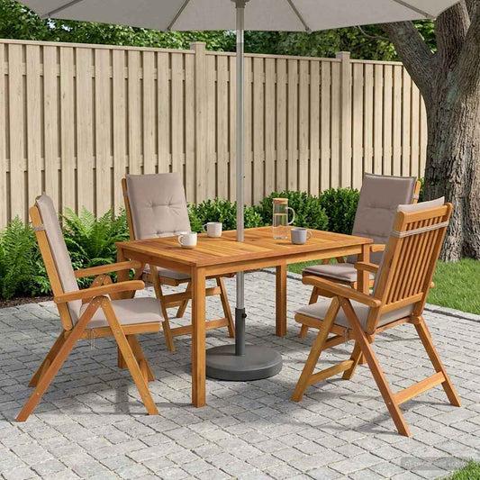 5-Piece Garden Dining Set 4-Seaters Taupe Solid Acacia Wood