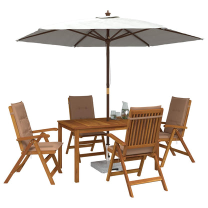 5-Piece Garden Dining Set Natural Solid Acacia Wood