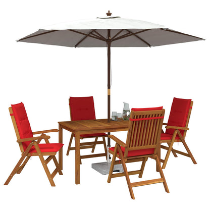 5-Piece Garden Dining Set 4-Seaters Red Solid Acacia Wood
