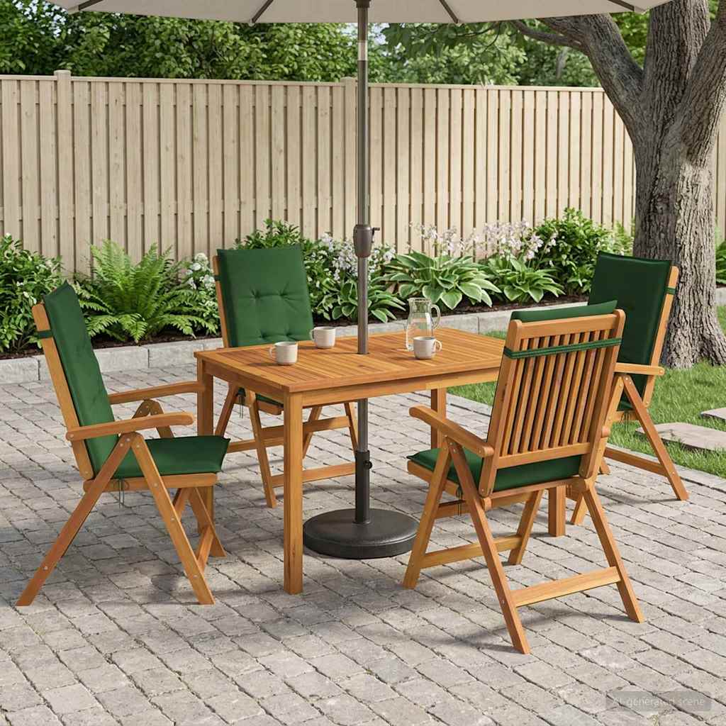 5-Piece Garden Dining Set 4-Seaters Green Solid Acacia Wood