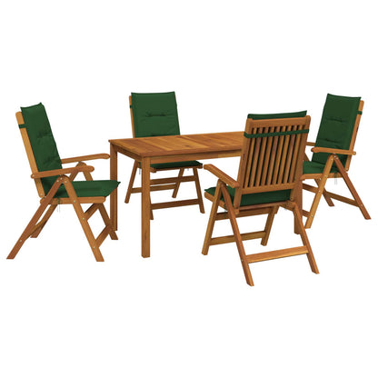 5-Piece Garden Dining Set 4-Seaters Green Solid Acacia Wood