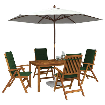 5-Piece Garden Dining Set 4-Seaters Green Solid Acacia Wood
