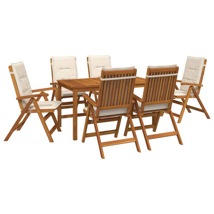 7-Piece Garden Dining Set 6-Seaters Cream Solid Acacia Wood