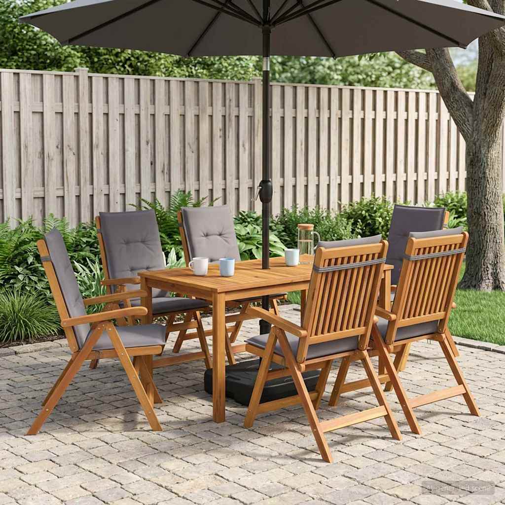 7-Piece Garden Dining Set 6-Seaters Anthracite