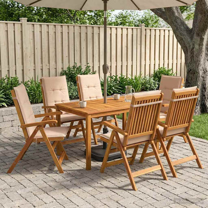7-Piece Garden Dining Set 6-Seaters Beige Solid Acacia Wood