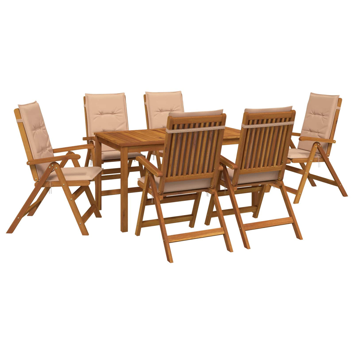 7-Piece Garden Dining Set 6-Seaters Beige Solid Acacia Wood