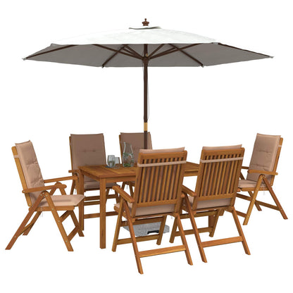 7-Piece Garden Dining Set 6-Seaters Beige Solid Acacia Wood