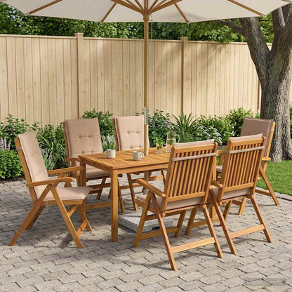 7-Piece Garden Dining Set 6-Seaters Taupe Solid Acacia Wood