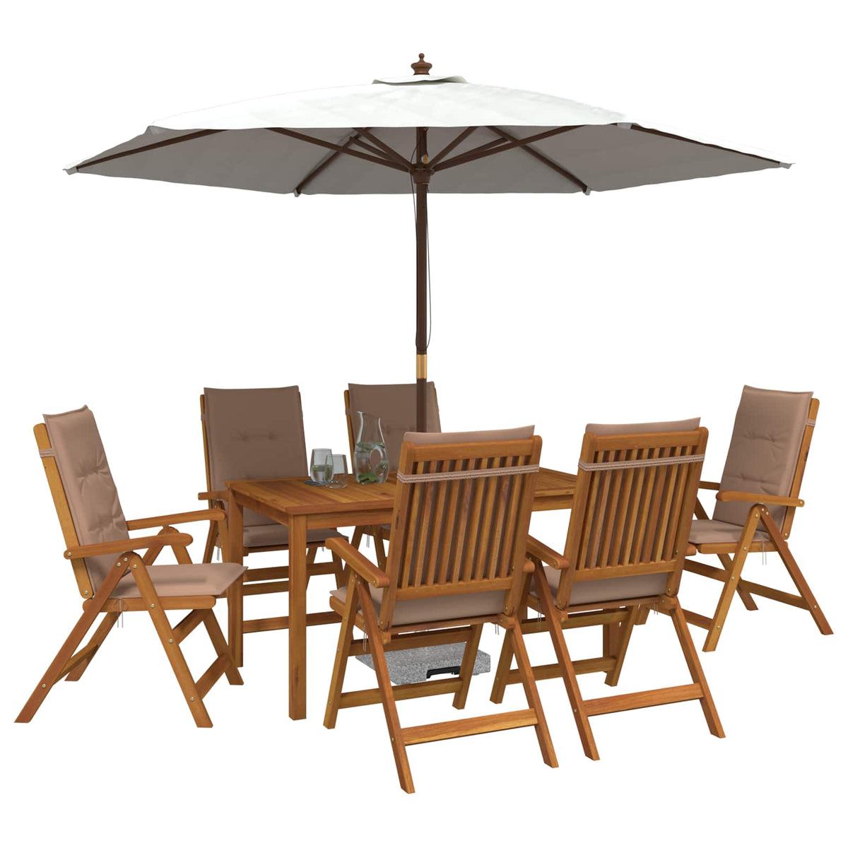 7-Piece Garden Dining Set 6-Seaters Taupe Solid Acacia Wood