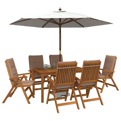 7-Piece Garden Dining Set 6-Seaters Taupe Solid Acacia Wood