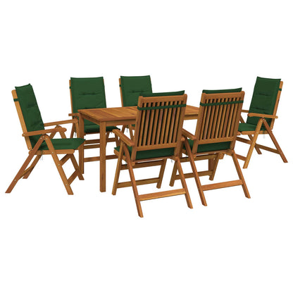 7-Piece Garden Dining Set 6-Seaters Green Solid Acacia Wood
