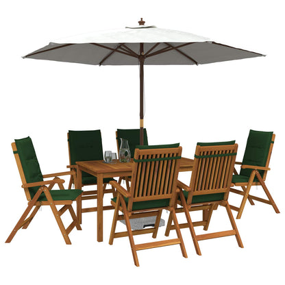 7-Piece Garden Dining Set 6-Seaters Green Solid Acacia Wood