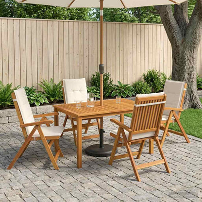 5-Piece Garden Dining Set Natural Solid Acacia Wood