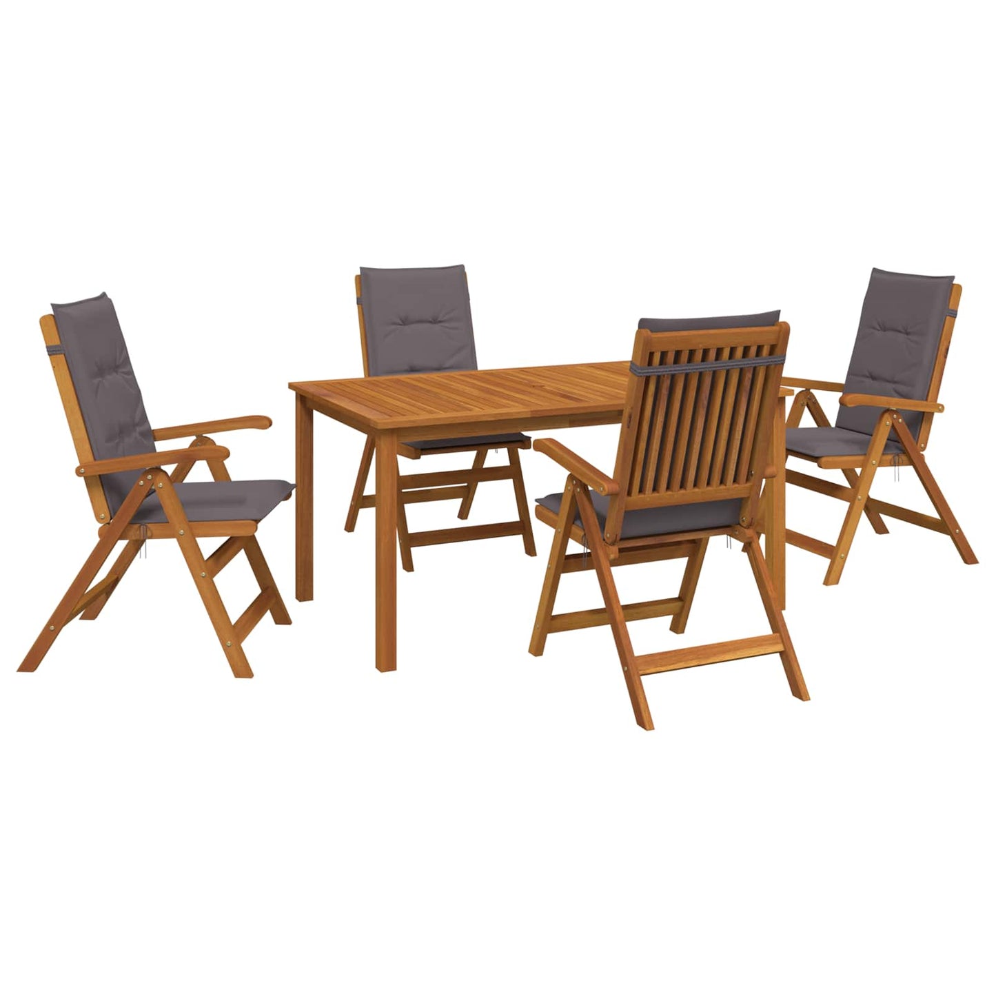 5-Piece Garden Dining Set Natural Solid Acacia Wood