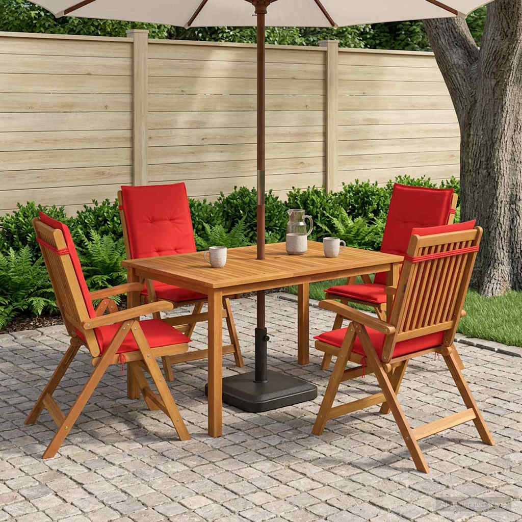 5-Piece Garden Dining Set Natural Solid Acacia Wood