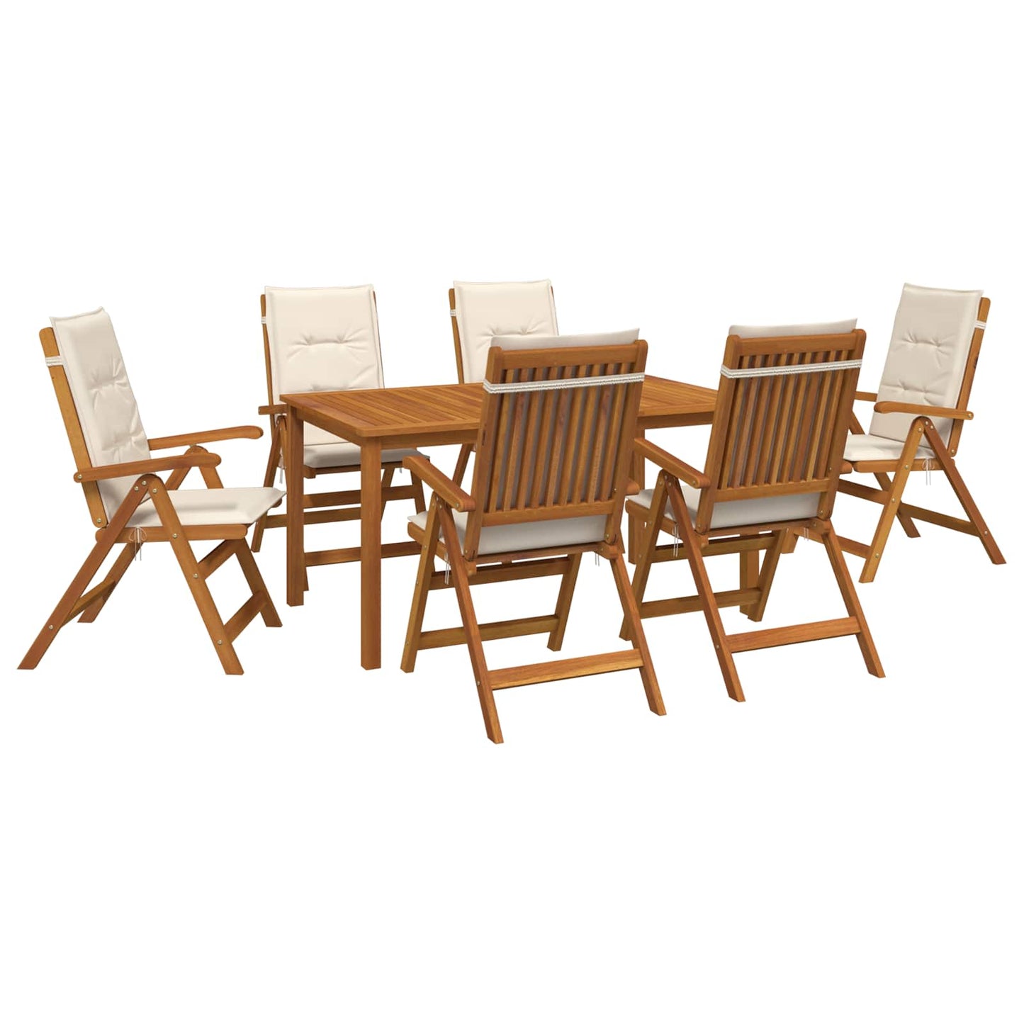 7-Piece Garden Dining Set Natural Solid Acacia Wood