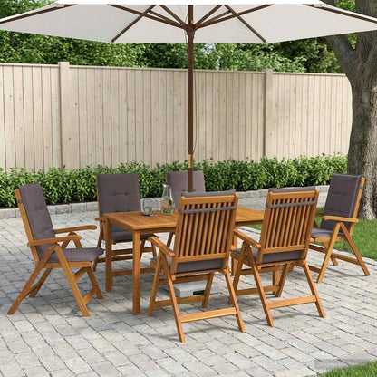 7-Piece Garden Dining Set Natural Solid Acacia Wood