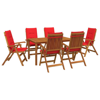 7-Piece Garden Dining Set Natural Solid Acacia Wood