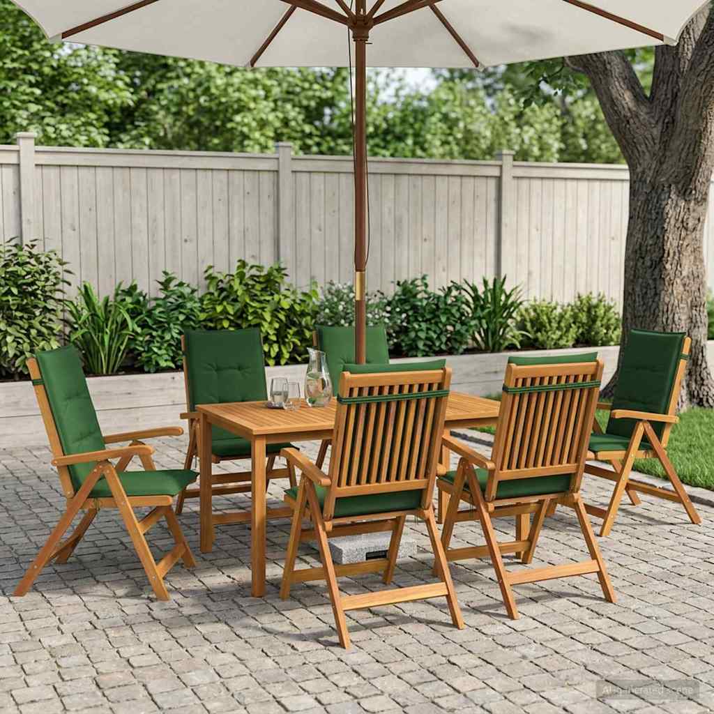 7-Piece Garden Dining Set Natural Solid Acacia Wood