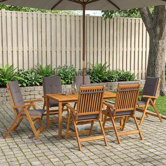 7-Piece Garden Dining Set Natural Solid Acacia Wood