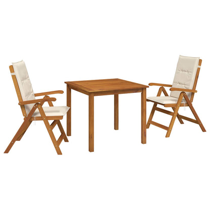 3-Piece Garden Dining Set Natural Solid Acacia Wood