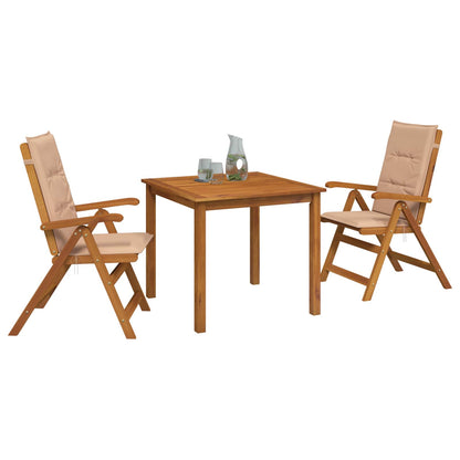 3-Piece Garden Dining Set Natural Solid Acacia Wood