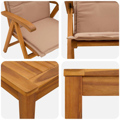 3-Piece Garden Dining Set Natural Solid Acacia Wood