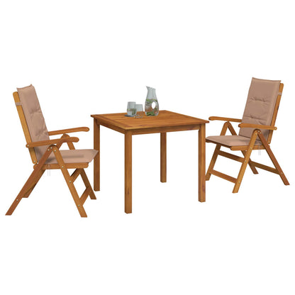 3-Piece Garden Dining Set Natural Solid Acacia Wood