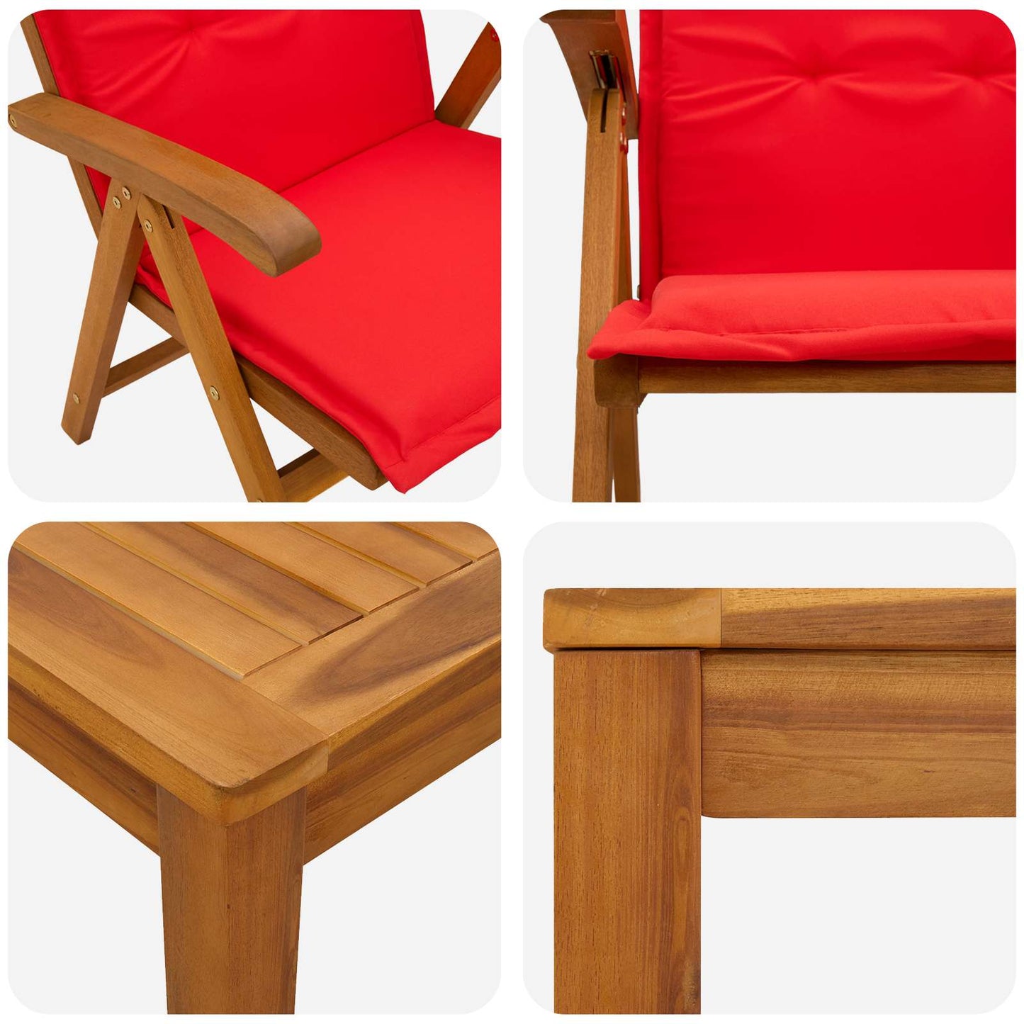 3-Piece Garden Dining Set Natural Solid Acacia Wood