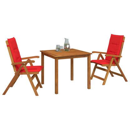 3-Piece Garden Dining Set Natural Solid Acacia Wood