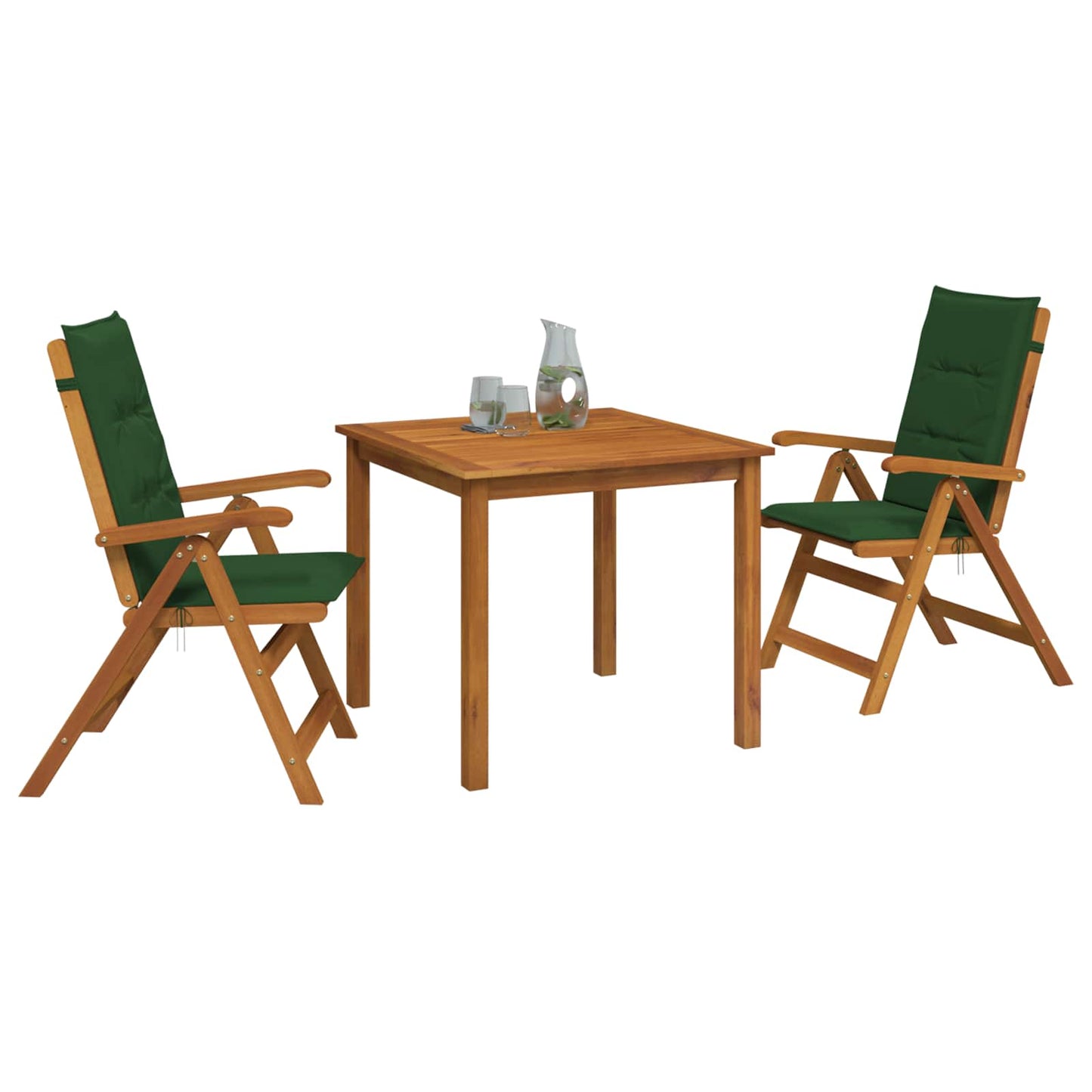 3-Piece Garden Dining Set Natural Solid Acacia Wood