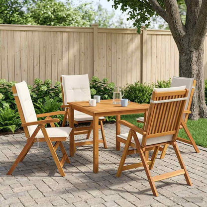 5-Piece Garden Dining Set 4-Seaters Cream Solid Acacia Wood