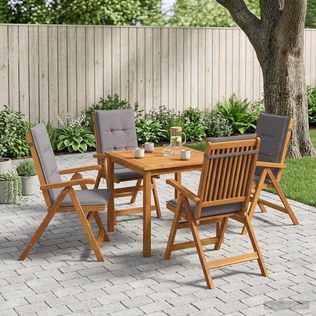 5-Piece Garden Dining Set 4-Seaters Anthracite