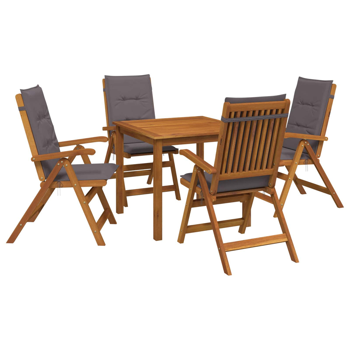 5-Piece Garden Dining Set 4-Seaters Anthracite
