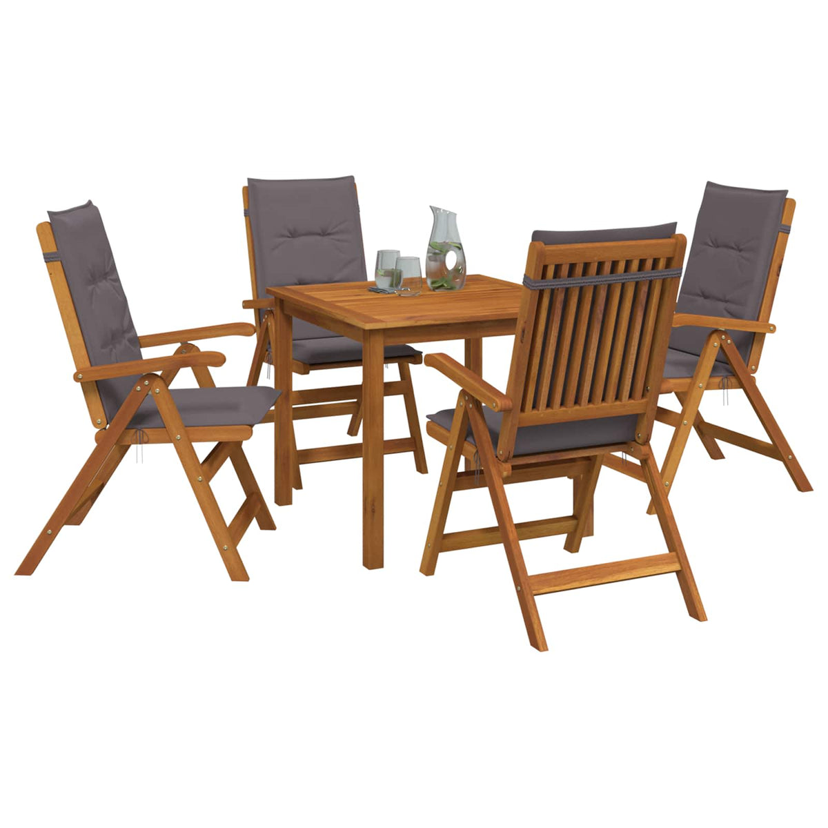 5-Piece Garden Dining Set 4-Seaters Anthracite
