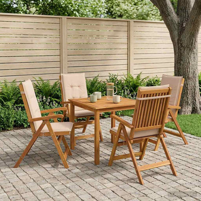 5-Piece Garden Dining Set 4-Seaters Beige Solid Acacia Wood