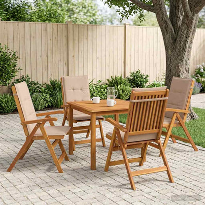 5-Piece Garden Dining Set 4-Seaters Taupe Solid Acacia Wood
