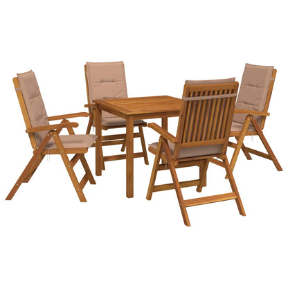 5-Piece Garden Dining Set 4-Seaters Taupe Solid Acacia Wood