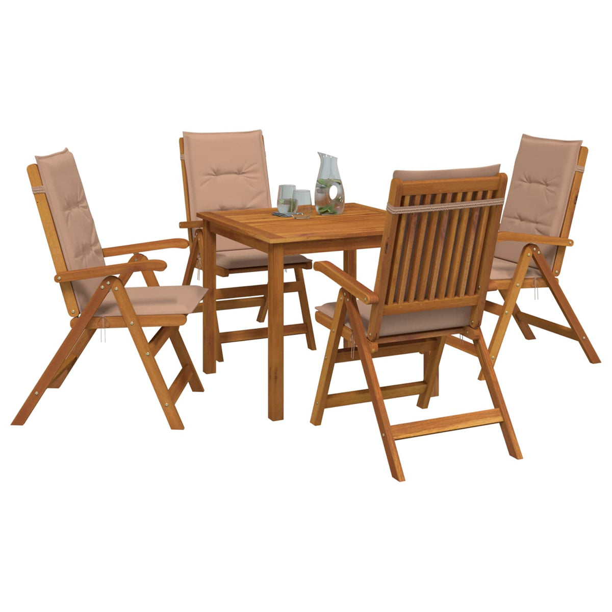 5-Piece Garden Dining Set 4-Seaters Taupe Solid Acacia Wood
