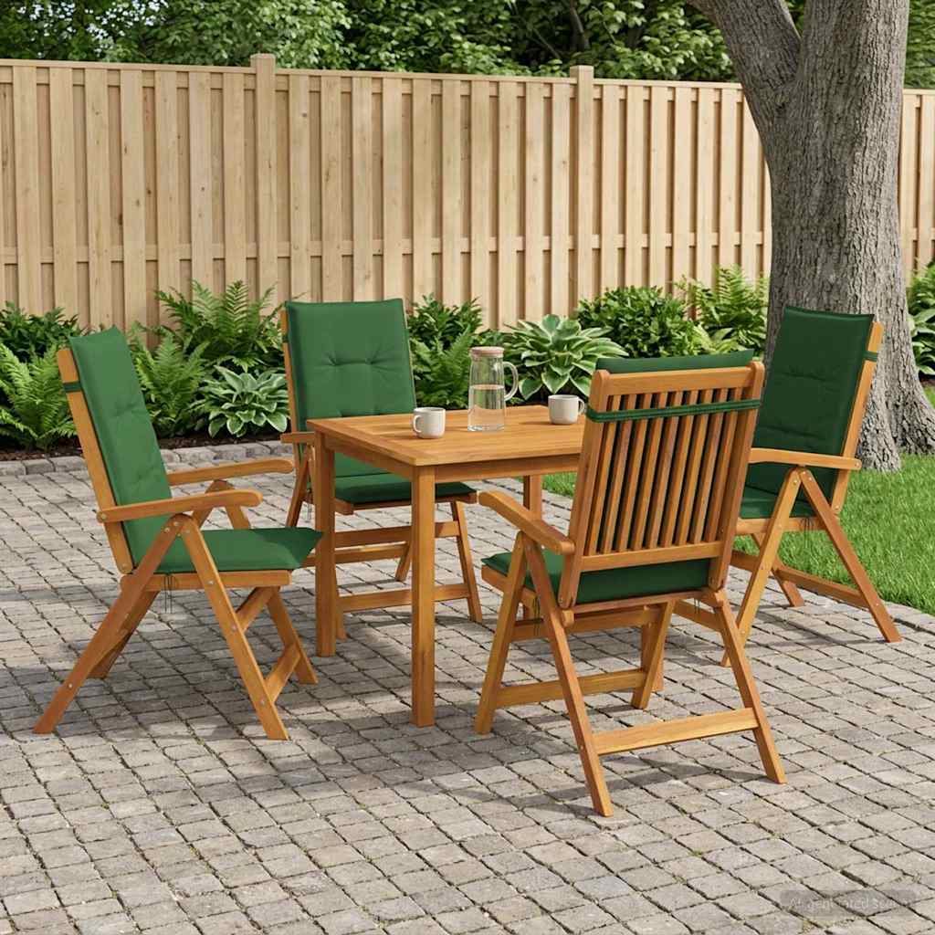 5-Piece Garden Dining Set 4-Seaters Green Solid Acacia Wood