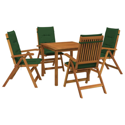 5-Piece Garden Dining Set 4-Seaters Green Solid Acacia Wood