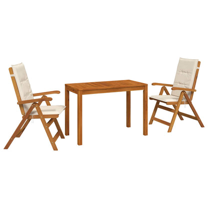3-Piece Garden Dining Set Natural Solid Acacia Wood